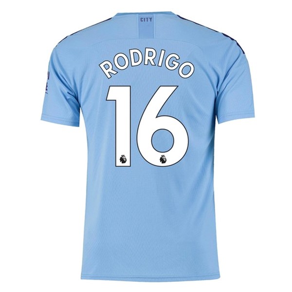 Camiseta Manchester City NO.16 Rodrigo Replica Primera Ropa 2019/20 Azul